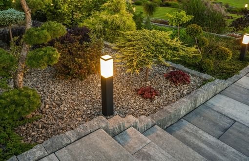 Outdoor lighting for steps from Dark Horse Landscaping in Boca Raton Florida